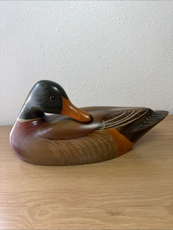 Eric & Marc Pierce Other - VTG Montana Decoy Hand Carved Preening Mallard Wood Duck by Eric & Marc Pierce